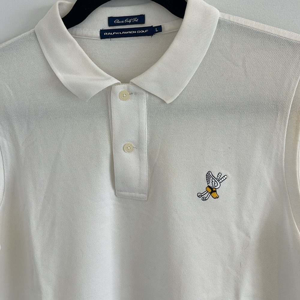 Ralph Lauren Golf Winged Foot Sleeveless White Polo Size L Classic Fit US Open - Picture 2 of 4